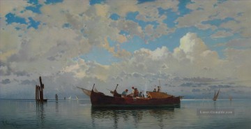  orientalische - Barche da pesca su una laguna di venezia Hermann David Salomon Corrodi orientalische Landschaft